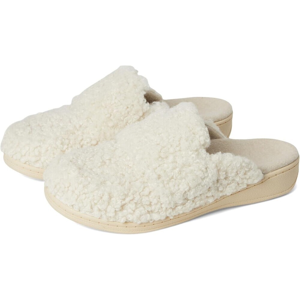 Vionic Gemma II Mules Women's US 12 Cream White Faux Shearling Slippers GAL1465